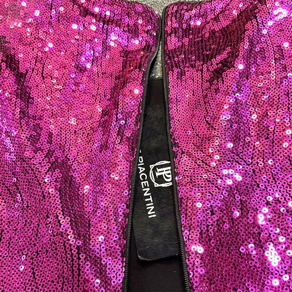 LE PIACENTINI Fuchsia Sequin Evening  Gown. Made in Italy. Size IT 42 - Picture 6 of 11